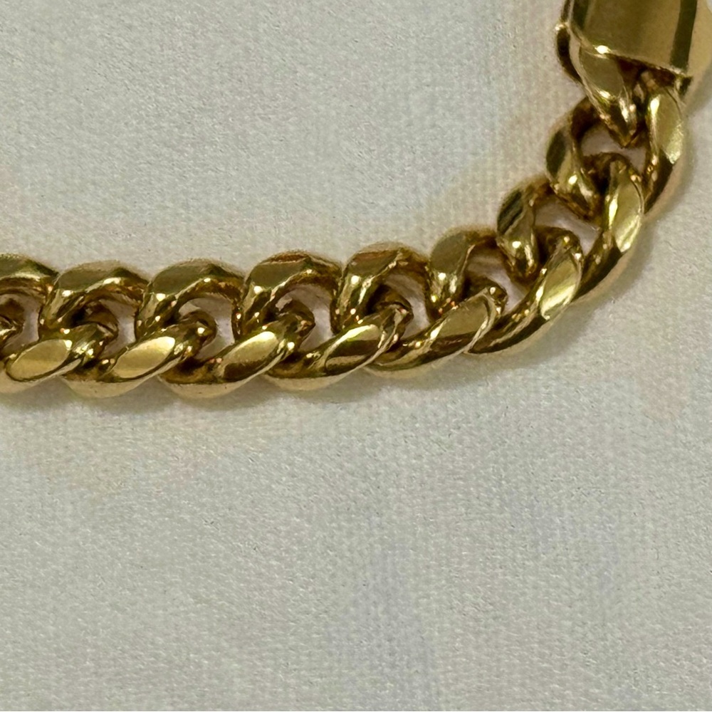 8 mm Solid Curb Link Chain Gold Tone Bracelet Lobster Clasp - Picture 7 of 9